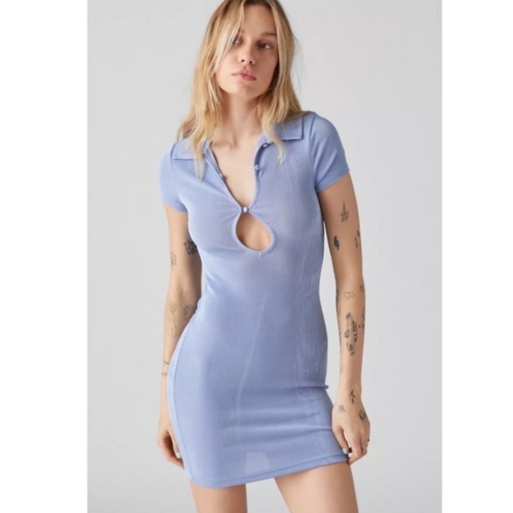 Urban Outfitters Christy Keyhole Mini Dress Light Blue Size Medium